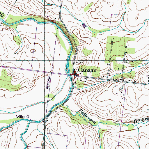 Topographic Map of Canaan, TN