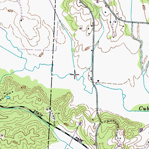 Topographic Map of Cane Creek, TN
