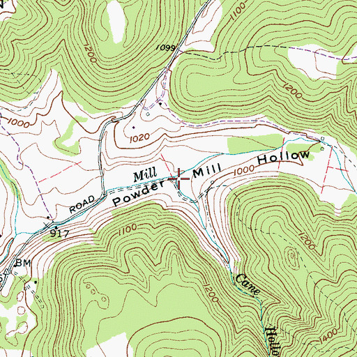 Topographic Map of Cane Hollow Branch, TN
