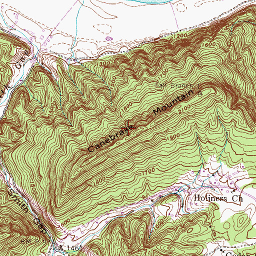 Topographic Map of Canebrake Mountain, TN
