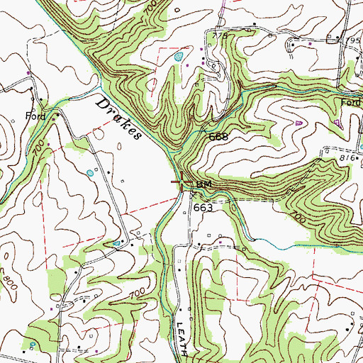 Topographic Map of Caney Fork Creek, TN