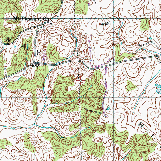 Topographic Map of Caraway Hills, TN