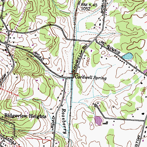 Topographic Map of Cardwell Spring, TN