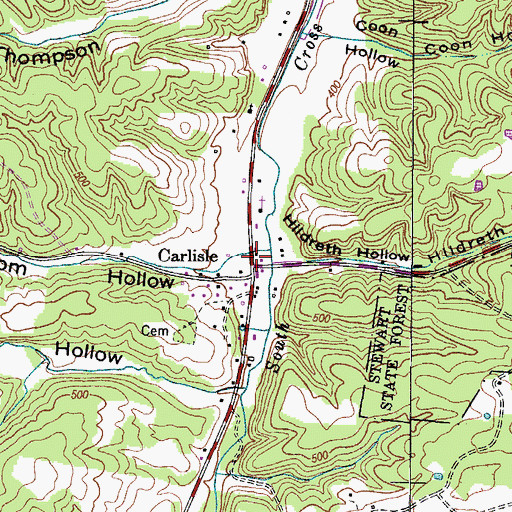Topographic Map of Carlisle, TN