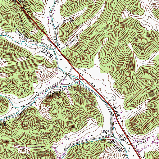 Topographic Map of Carney Creek, TN