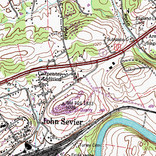 Topographic Map of Carpenter Addition, TN