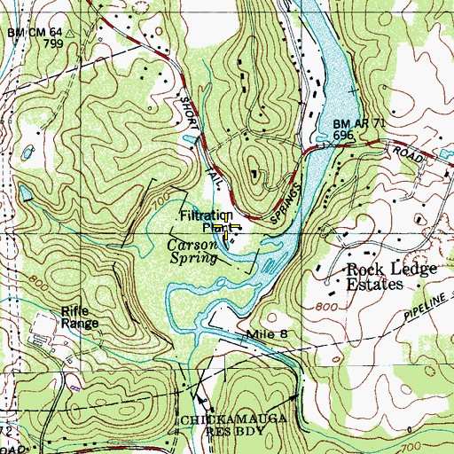 Topographic Map of Carson Spring, TN