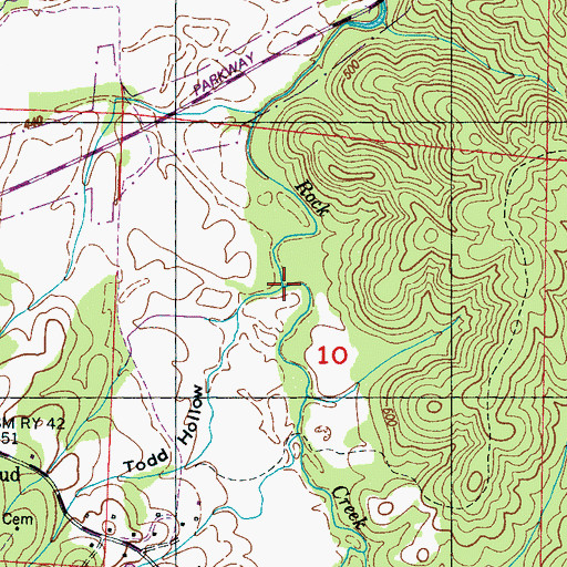 Topographic Map of Todd Hollow, AL