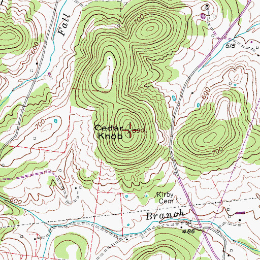 Topographic Map of Cedar Knob, TN