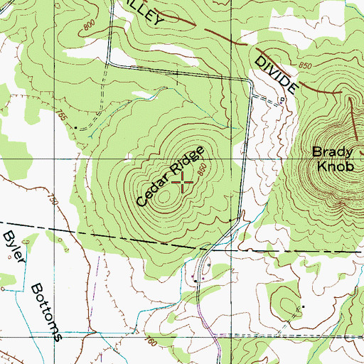 Topographic Map of Cedar Ridge, TN