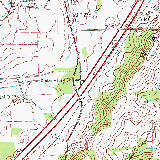 Topographic Map of Cedar Valley Church, TN