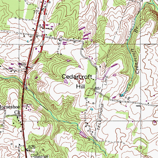 Topographic Map of Cedarcroft Hill, TN