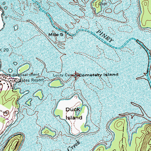 Topographic Map of Cemetery Island, TN