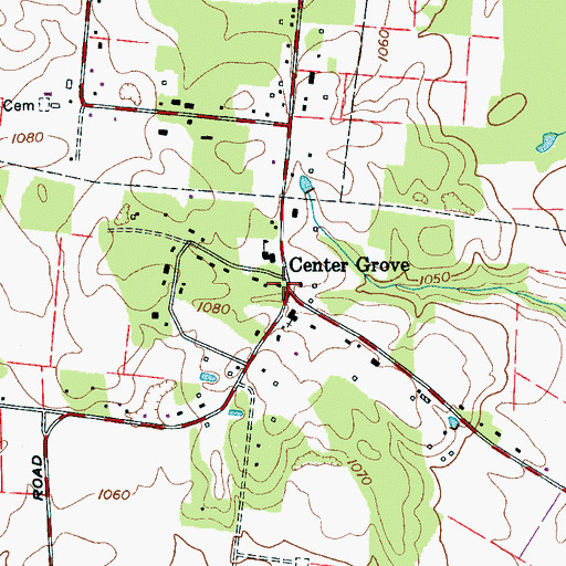 Topographic Map of Center Grove, TN