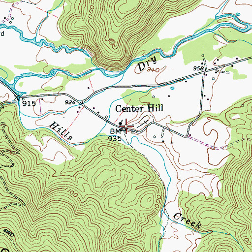 Topographic Map of Center Hill, TN