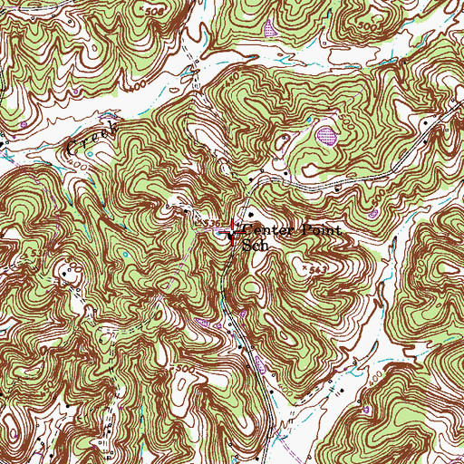 Topographic Map of Center Point School, TN