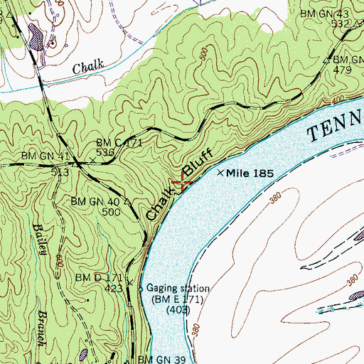 Topographic Map of Chalk Bluff, TN