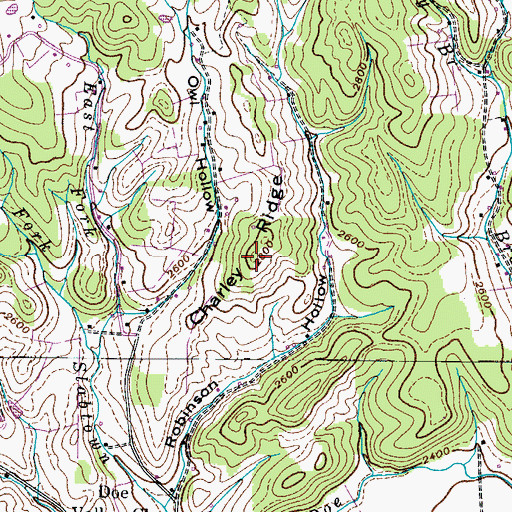 Topographic Map of Charley Ridge, TN