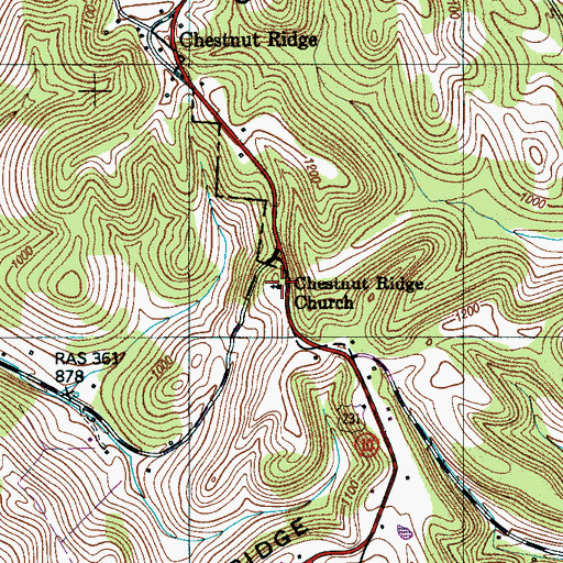 Topographic Map of Chestnut Ridge Church, TN