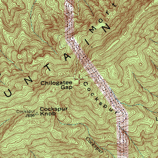 Topographic Map of Chilogatee Gap, TN
