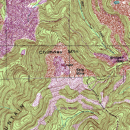 Topographic Map of Chimney Mountain, TN