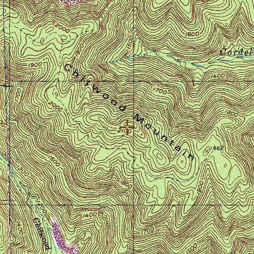 Topographic Map of Chitwood Mountain, TN