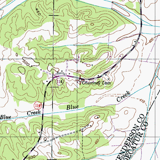 Topographic Map of Chumney Cemetery, TN