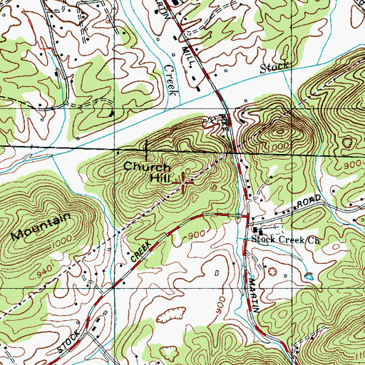 Topographic Map of Church Hill, TN