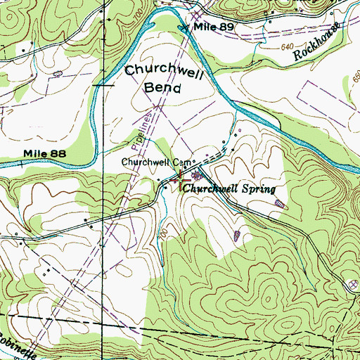 Topographic Map of Churchwell Spring, TN