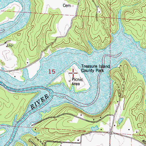 Topographic Map of Treasure Island County Park, AL