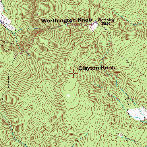 Topographic Map of Clayton Knob, TN