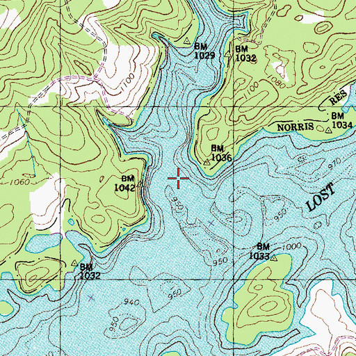 Topographic Map of Clear Creek, TN