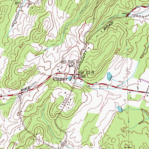Topographic Map of Climer, TN