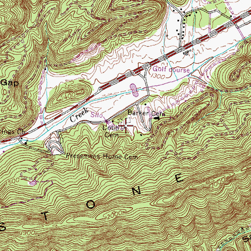 Topographic Map of Cobb Cemetery, TN
