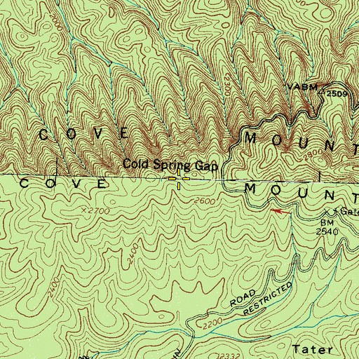 Topographic Map of Cold Spring Gap, TN
