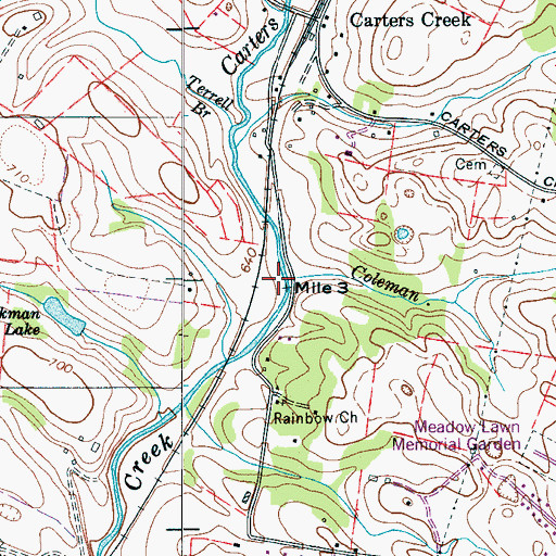 Topographic Map of Coleman Branch, TN