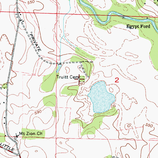 Topographic Map of Truitt Cemetery, AL