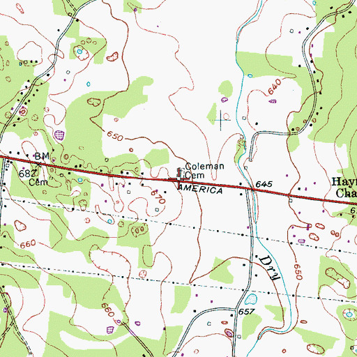 Topographic Map of Coleman Cemetery, TN