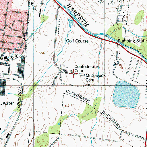 Topographic Map of Confederate Cemetery, TN