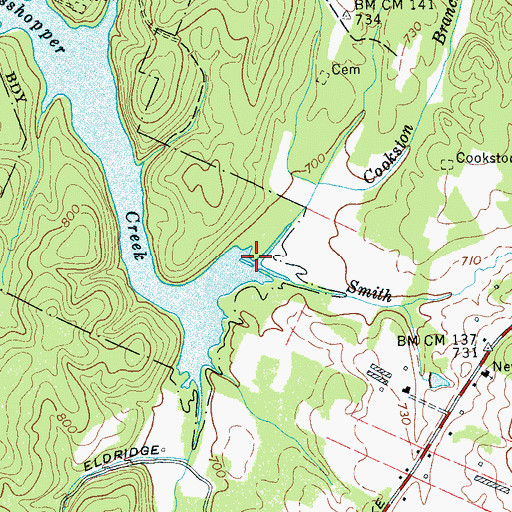 Topographic Map of Cookston Branch, TN