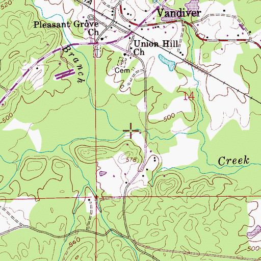 Topographic Map of Tunnel Branch, AL
