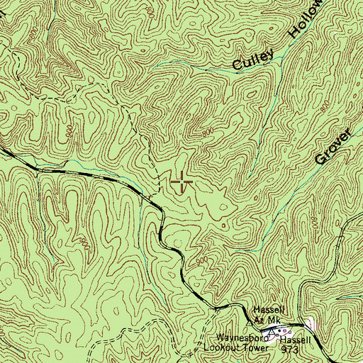 Topographic Map of Copeland Ridge, TN