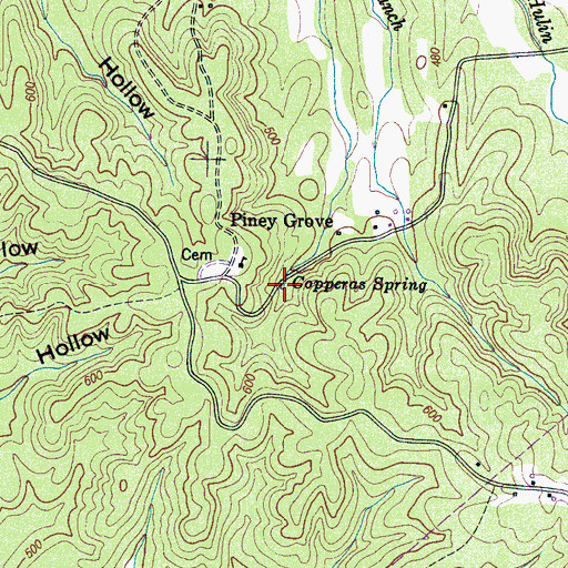 Topographic Map of Copperas Spring, TN