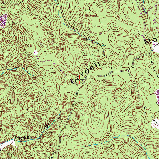 Topographic Map of Cordell Mountain, TN