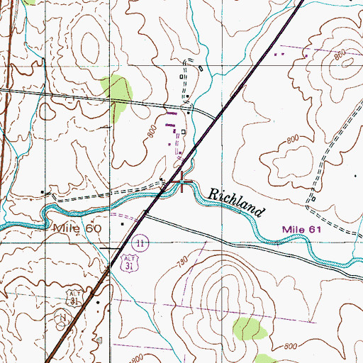 Topographic Map of Corn Creek, TN