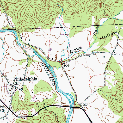 Topographic Map of Cove Hollow, TN