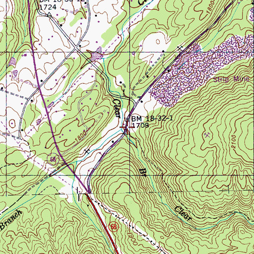 Topographic Map of Cox Branch, TN
