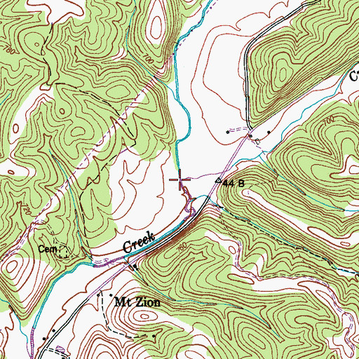Topographic Map of Crews Branch, TN