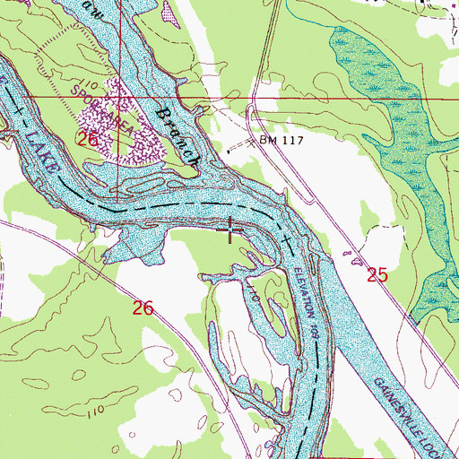 Topographic Map of Turkey Paw Branch, AL