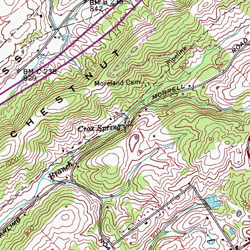 Topographic Map of Crox Spring, TN